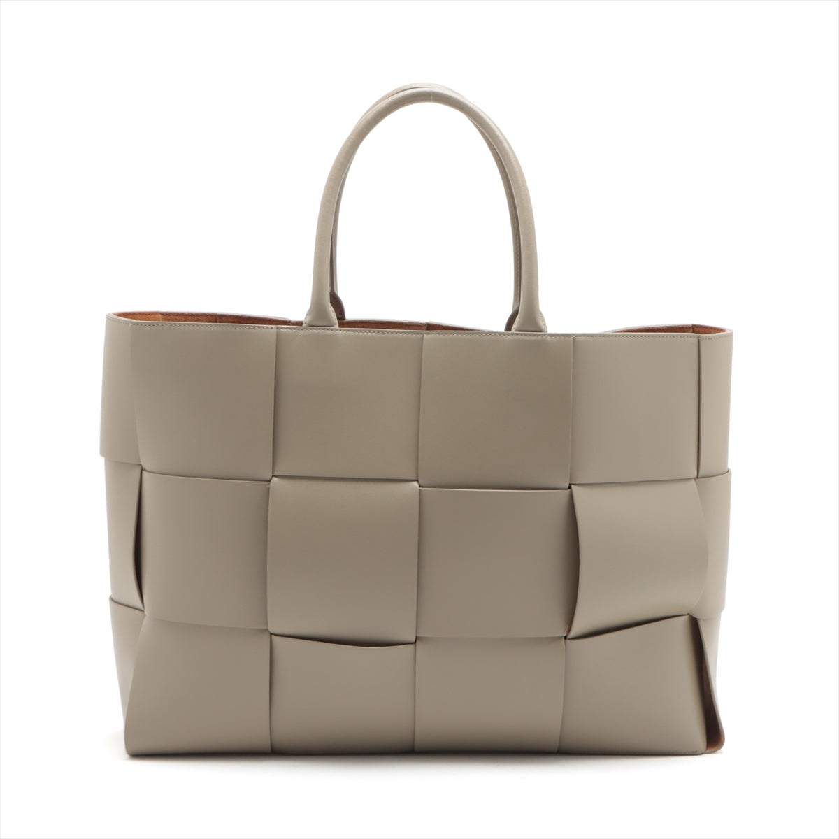 Bottega Veneta maxi intrecciato The Arco Large Leather 2way handbag Greige