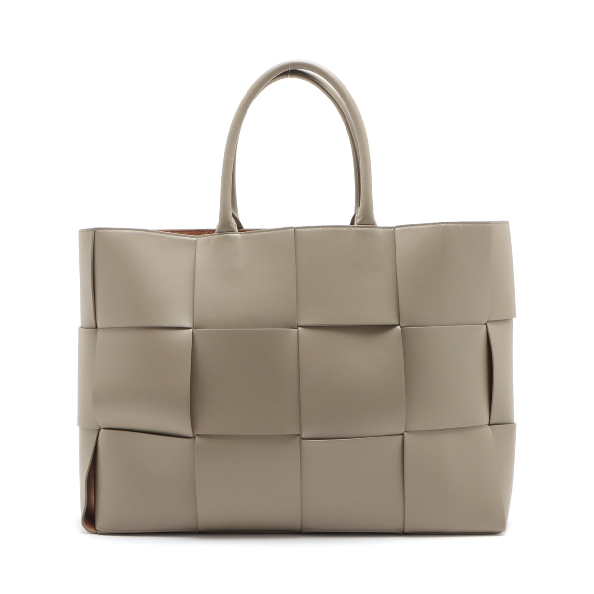 Bottega Veneta maxi intrecciato The Arco Large Leather 2way handbag Greige