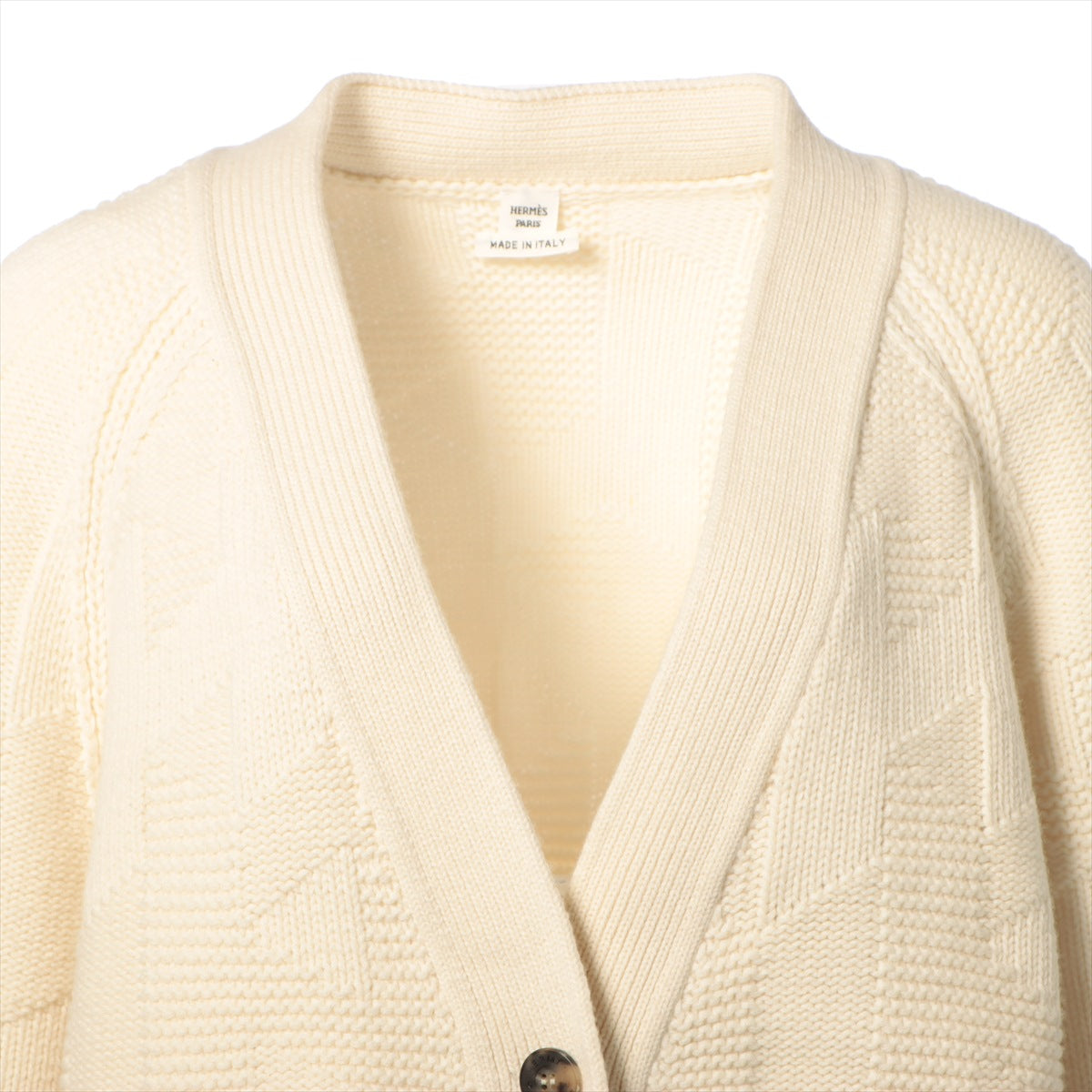 Hermès Wool Cardigan 38 Ladies' White