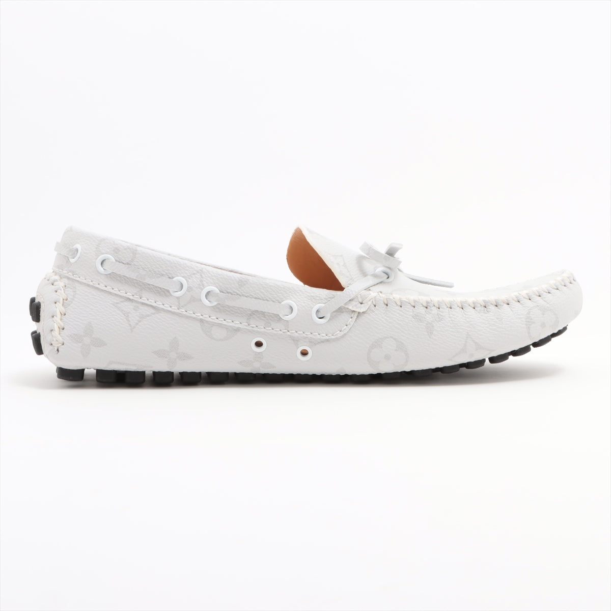Louis Vuitton Arizona Line 19-year Leather Driving shoes 6.5 Men's Gray x white ND0139 Monogram