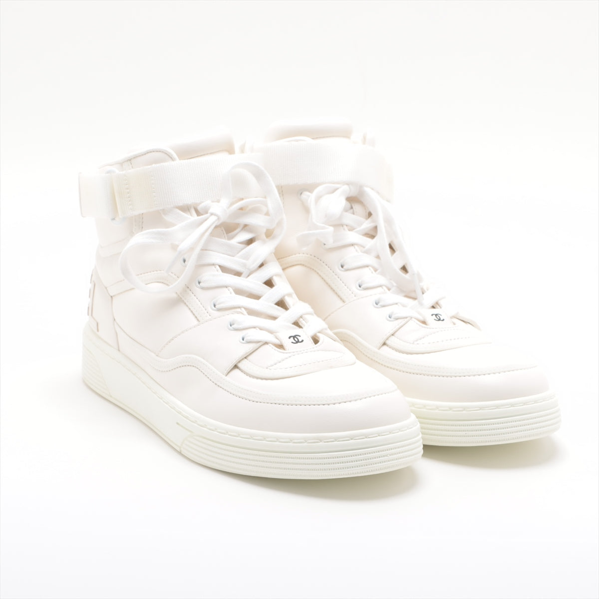 Chanel Coco Mark Leather High-top Sneakers 41 Men's White G35062 Is there a replacement string