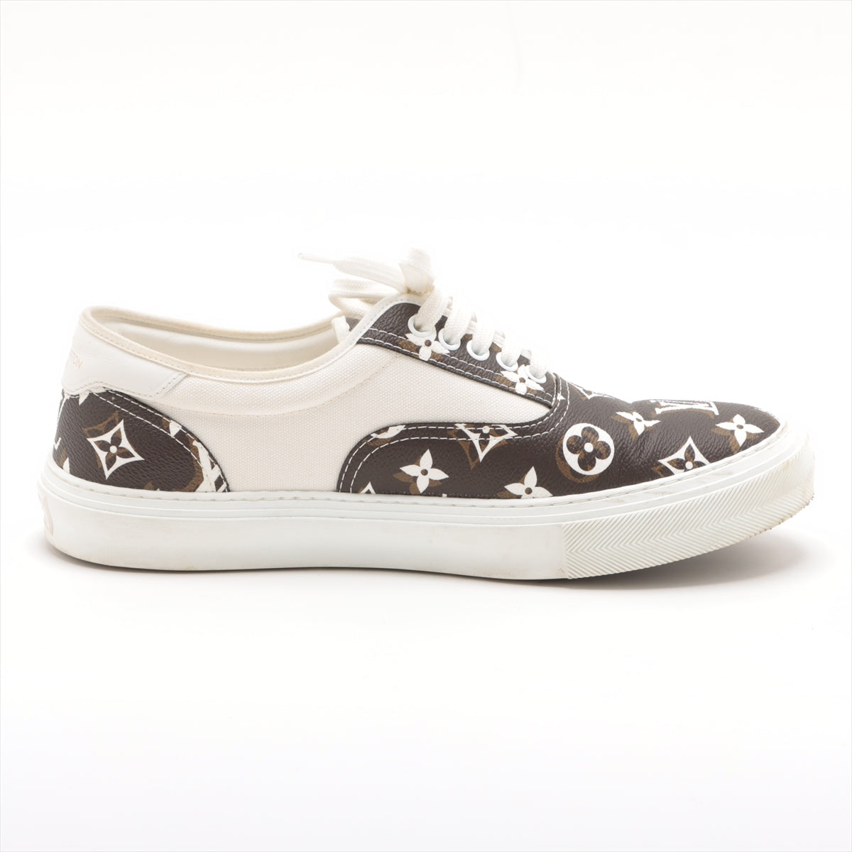 Louis Vuitton Trocadero line 19-year Canvas & leather Sneakers 8 1/2 Men's White x brown FA1109 Monogram Is there a replacement string
