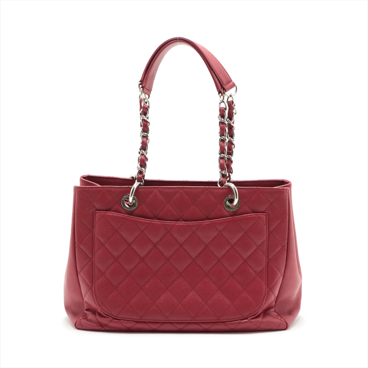 Chanel GST Caviarskin Chain tote bag Red Silver Metal fittings 17035048