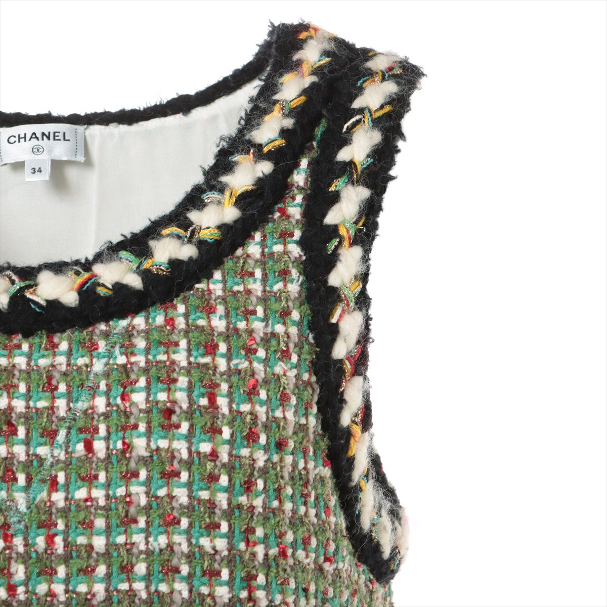 Chanel Coco Button P75 Tweed Sleeveless dress 34 Ladies' Green