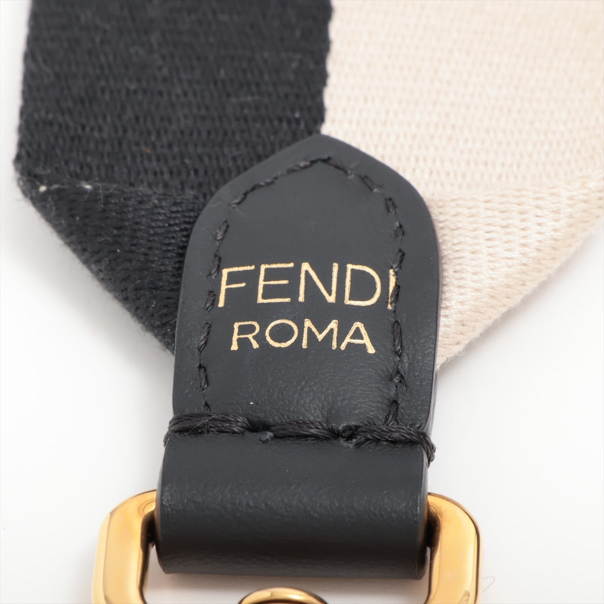 Fendi Logo Shoulder strap Canvas & leather black x beige