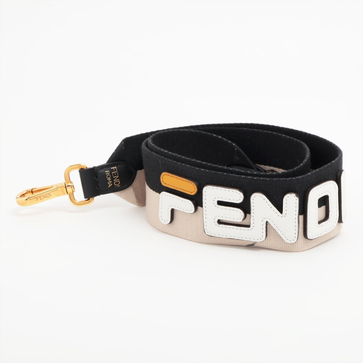 Fendi Logo Shoulder strap Canvas & leather black x beige