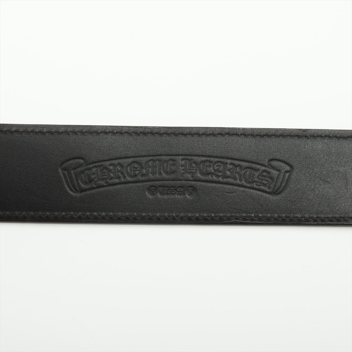Chrome Hearts Classic Oval Cross Buckle Belt Leather & 925 With invoice size 34 Black × Silver 1.5