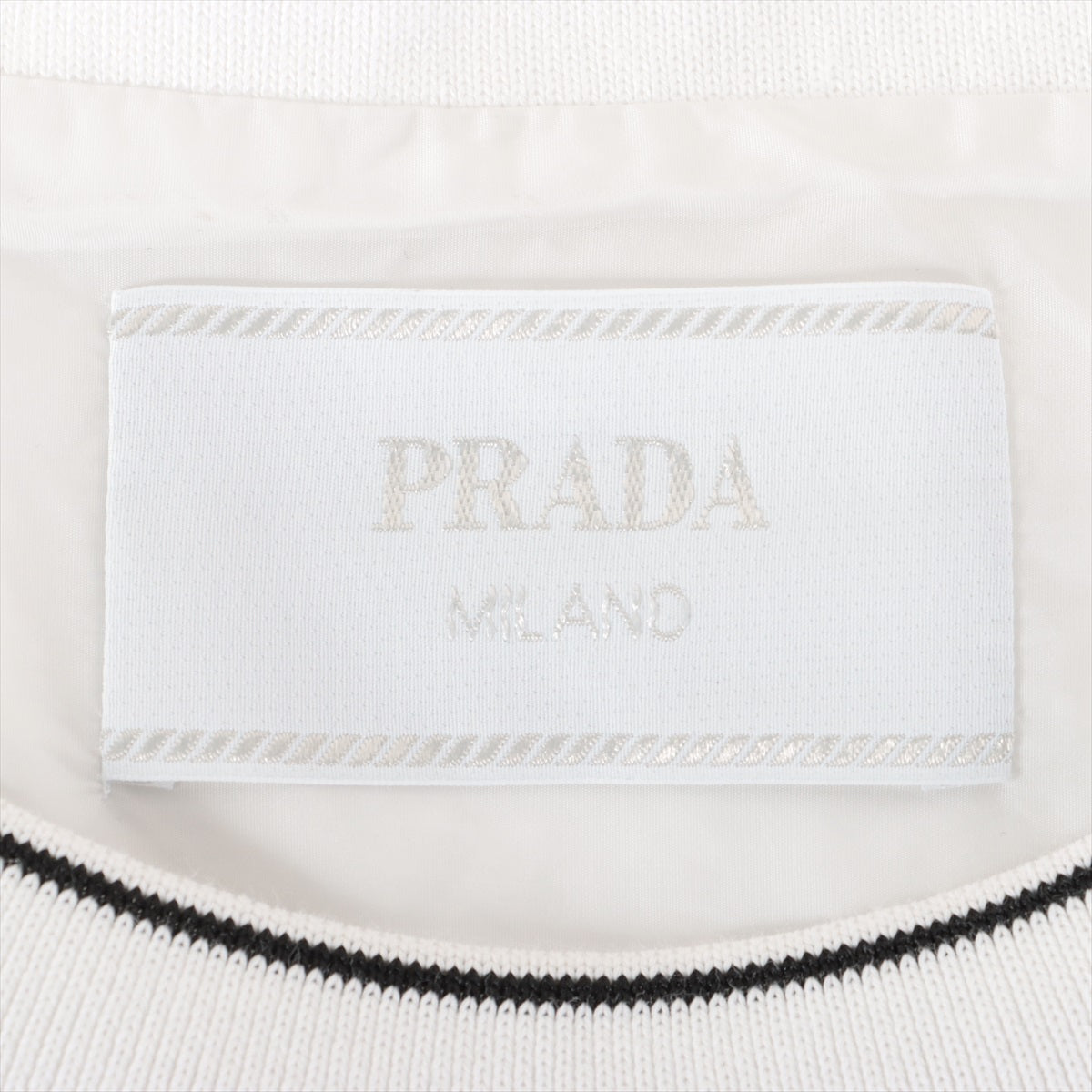 Prada 22SS Cotton & nylon T-shirt XL Men's White  with logo plate stitching UJN790