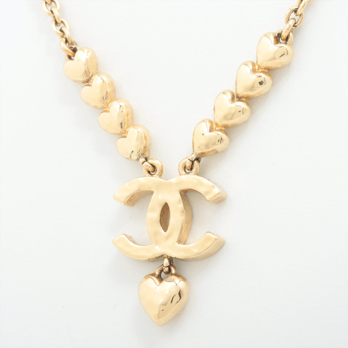 Chanel Coco Mark hearts B23P Necklace GP×inestone Gold