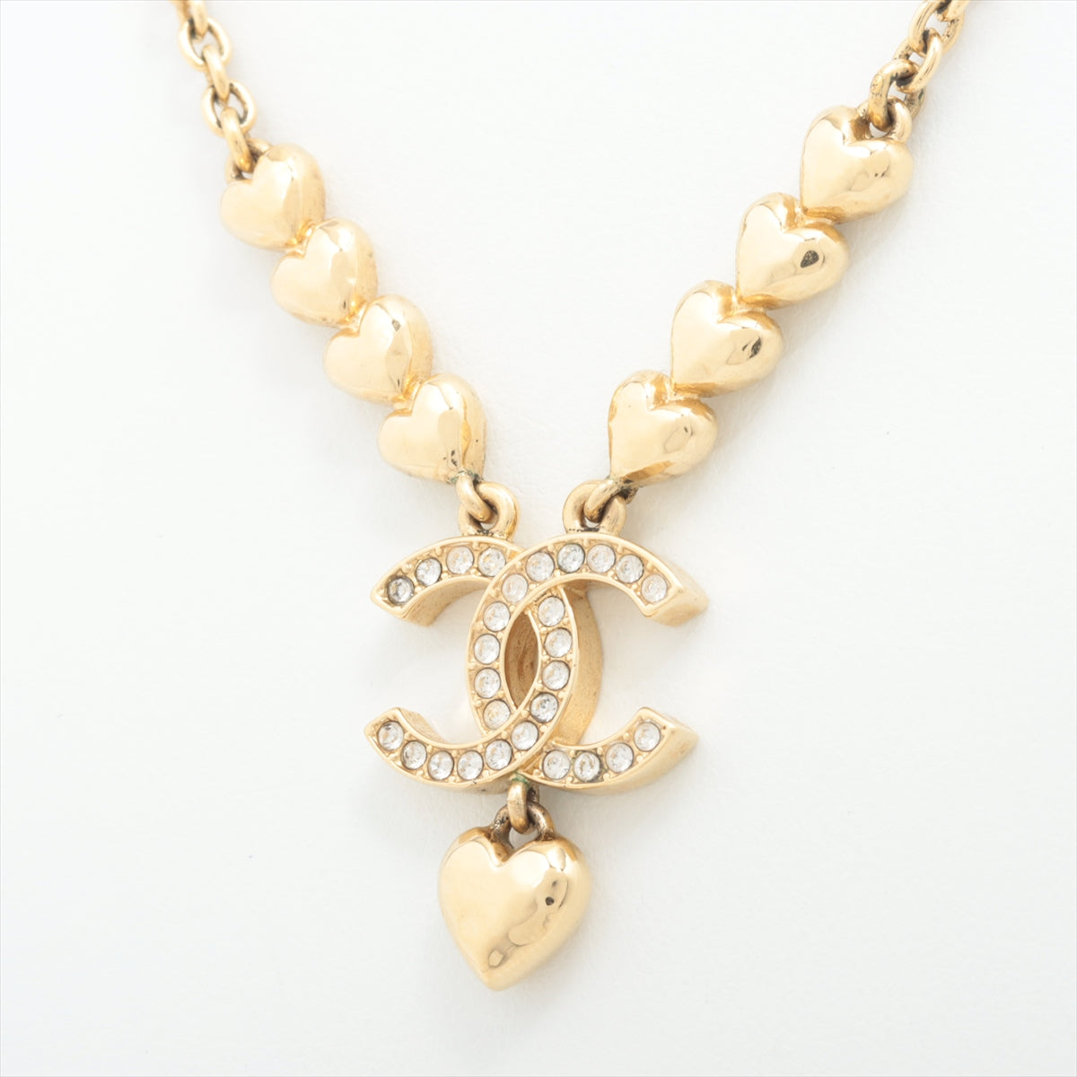 Chanel Coco Mark hearts B23P Necklace GP×inestone Gold
