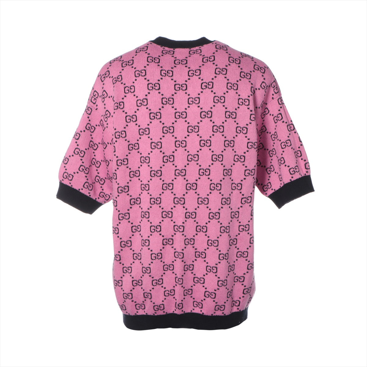 Gucci GG Cotton & wool Short Sleeve Knitwear M Men's Black x pink  662038