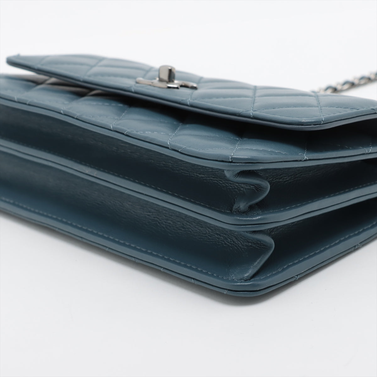 Chanel Matelasse Lambskin Chain wallet Blue Silver Metal fittings