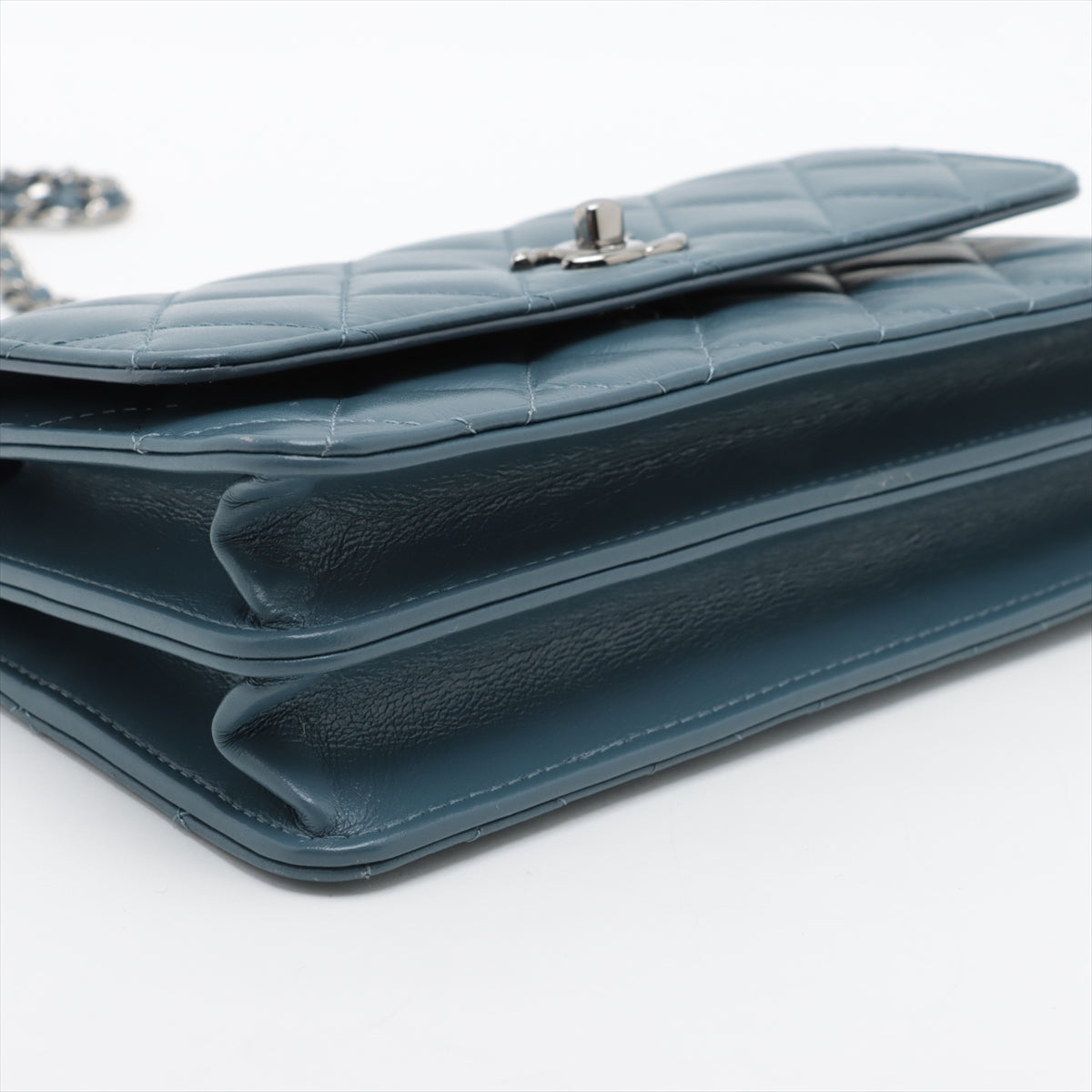 Chanel Matelasse Lambskin Chain wallet Blue Silver Metal fittings