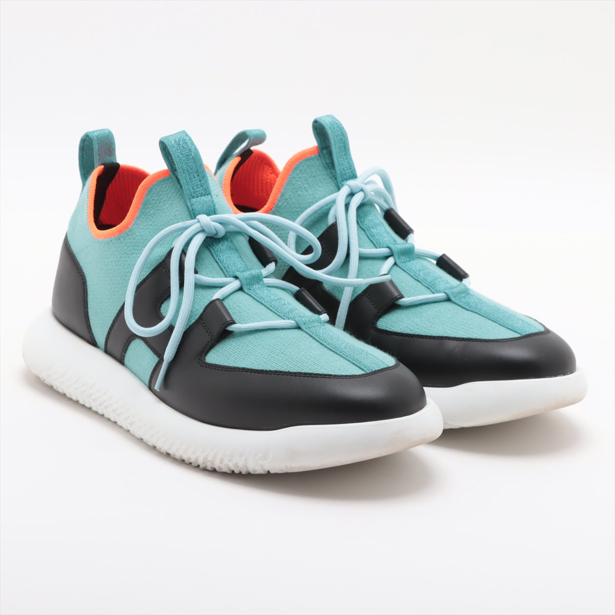 Hermès Knit × Leather Sneakers 40.5 Men's Blue x black duel