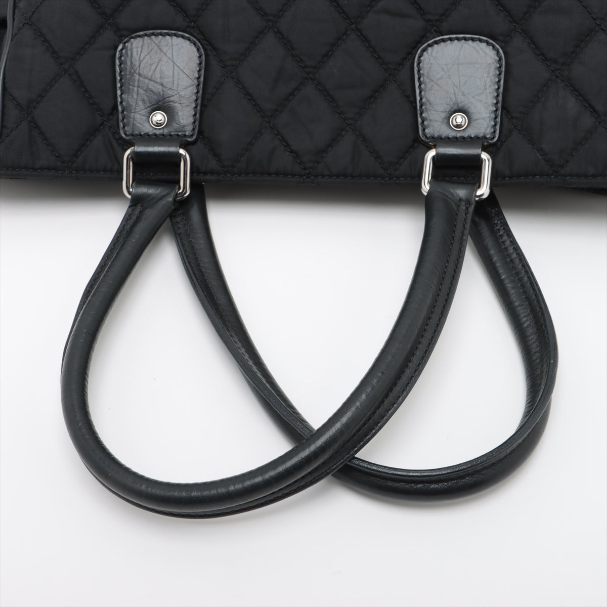 Chanel Paris New York Line Nylon & leather Tote bag Black Silver Metal fittings 12XXXXXX