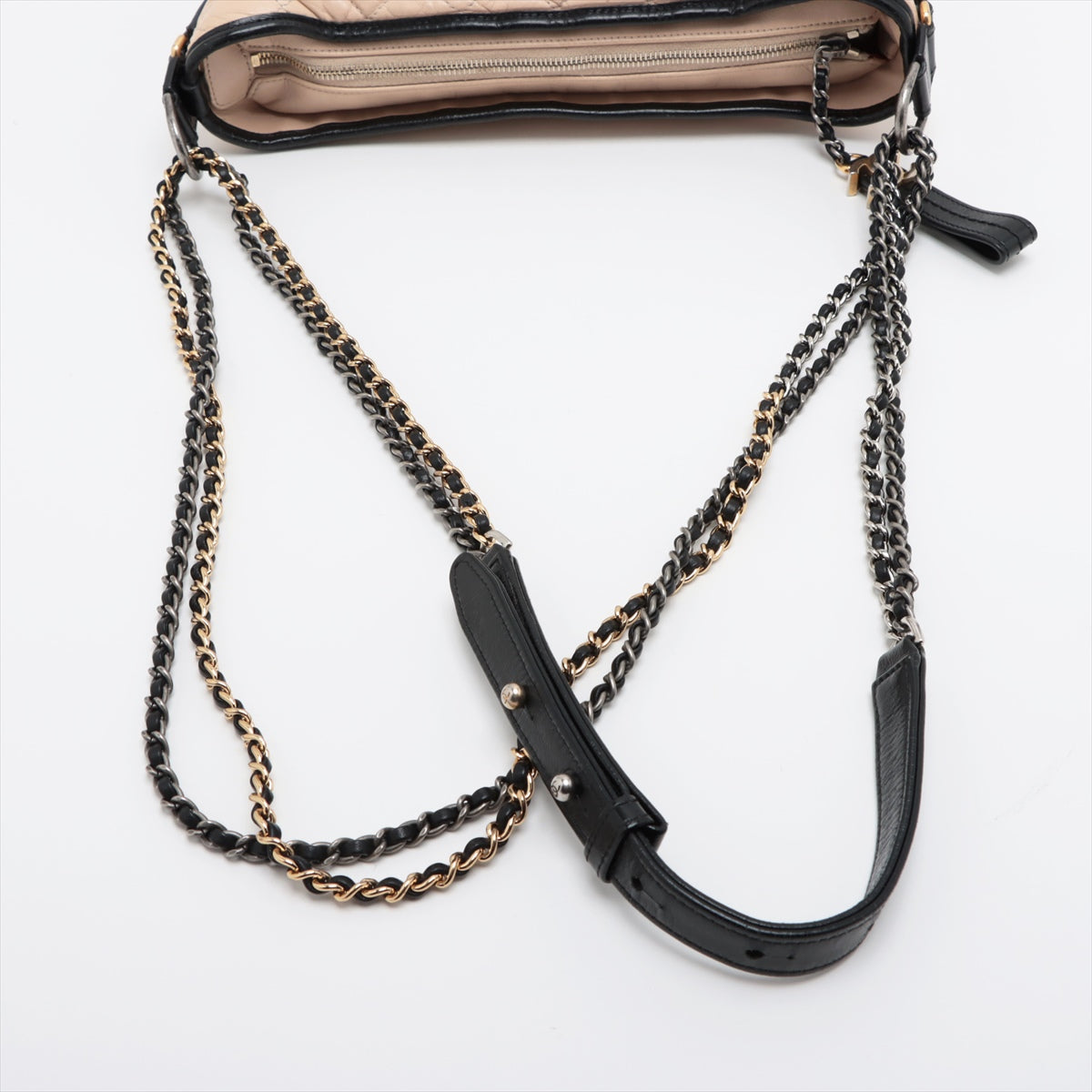 Chanel Gabrielle Doo Chanel Vintage calf Chain shoulder bag Beige Gold x silver metal fittings 24XXXXXX