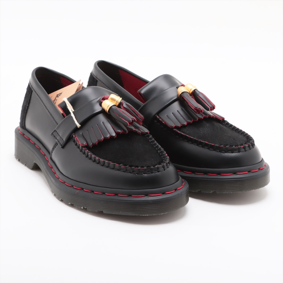 Dr. Martens 24SS Leather & unborn calf Loafer UK5 Ladies' Black x red Adrian tassels YEAR OF THE DRAGON