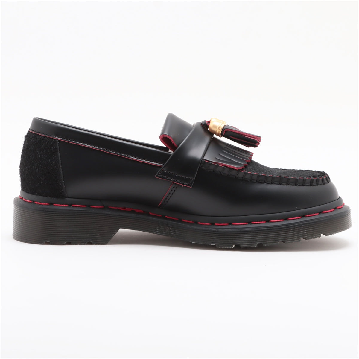 Dr. Martens 24SS Leather & unborn calf Loafer UK5 Ladies' Black x red Adrian tassels YEAR OF THE DRAGON