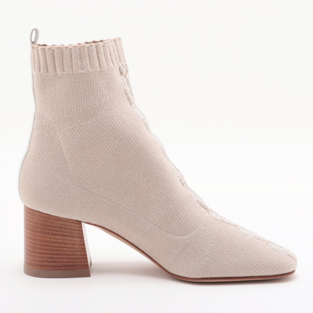 Hermès Volver Knit × Leather Short Boots 37 Ladies' Beige