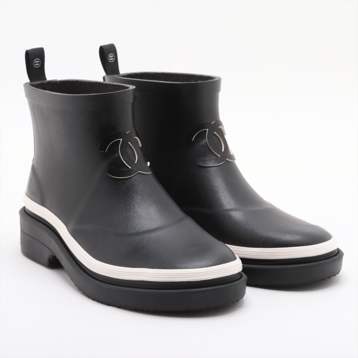 Chanel Coco Mark 23A Rubber Rain boots 37 Ladies' Black G45076