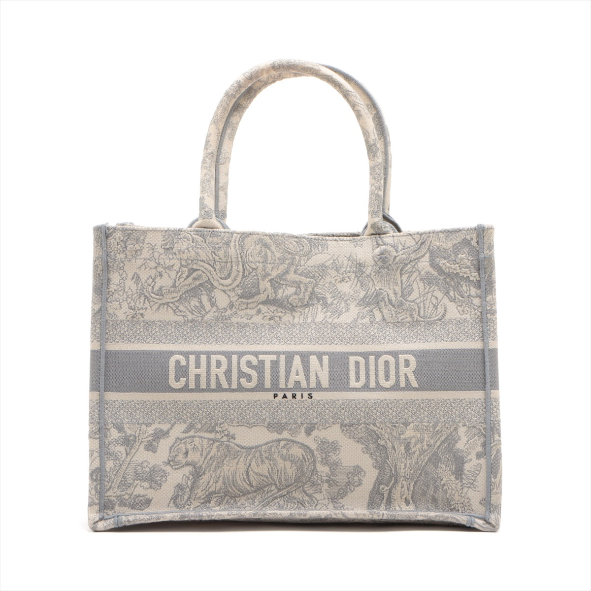 DIOR Toile Doo JUY Embroidery Book Tote small canvas Tote bag Grey