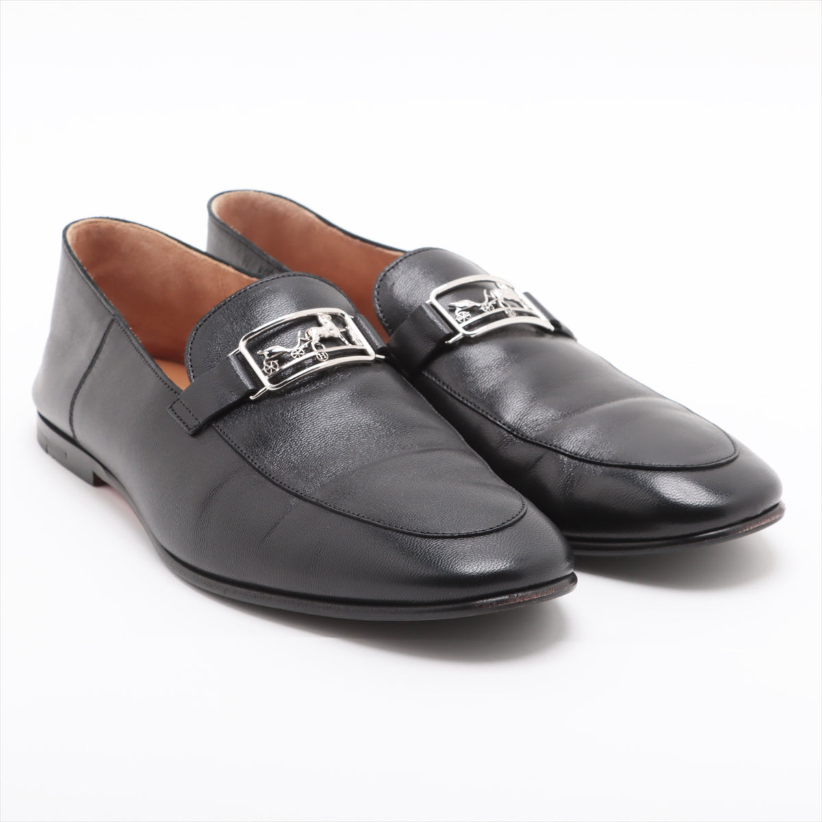 Hermès Leather Loafer 43 Men's Black Carriage motif buckle