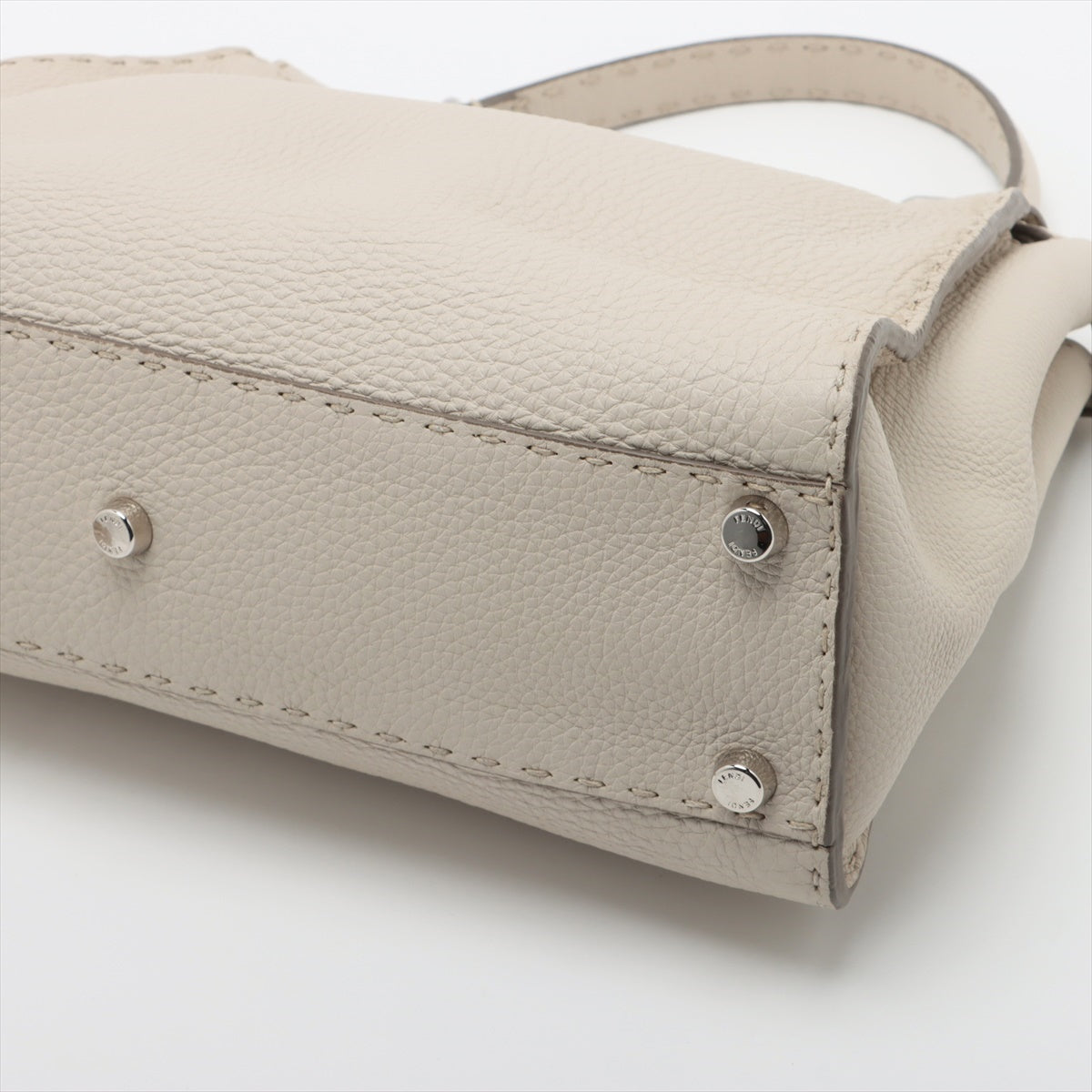 Fendi PEEKABOO REGULAR Selleria Leather 2way handbag Beige 8BN290