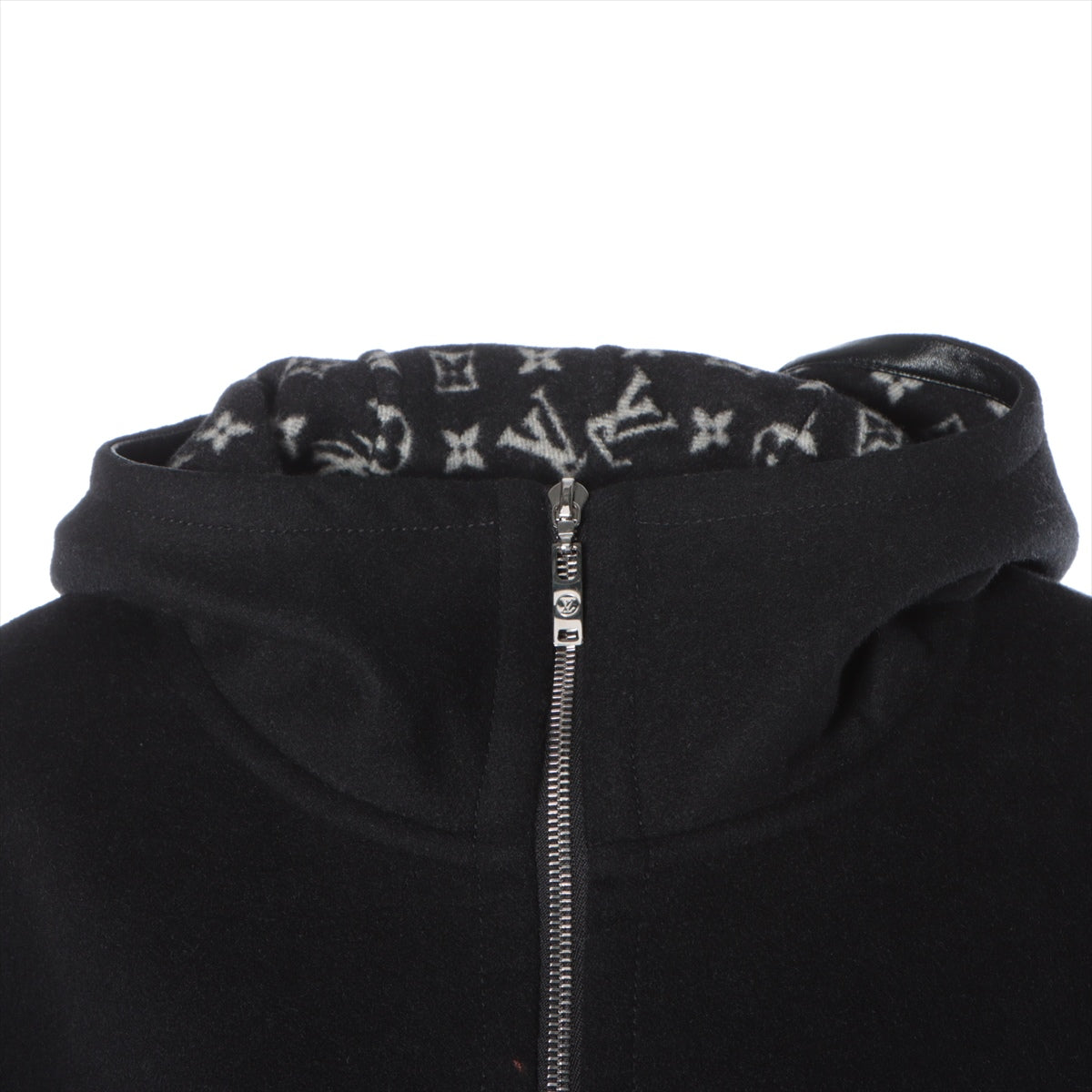 Louis Vuitton 20SS Wool & silk Poncho 36 Ladies' Black  RW201W 1A5TSC Monogram  hooded cape