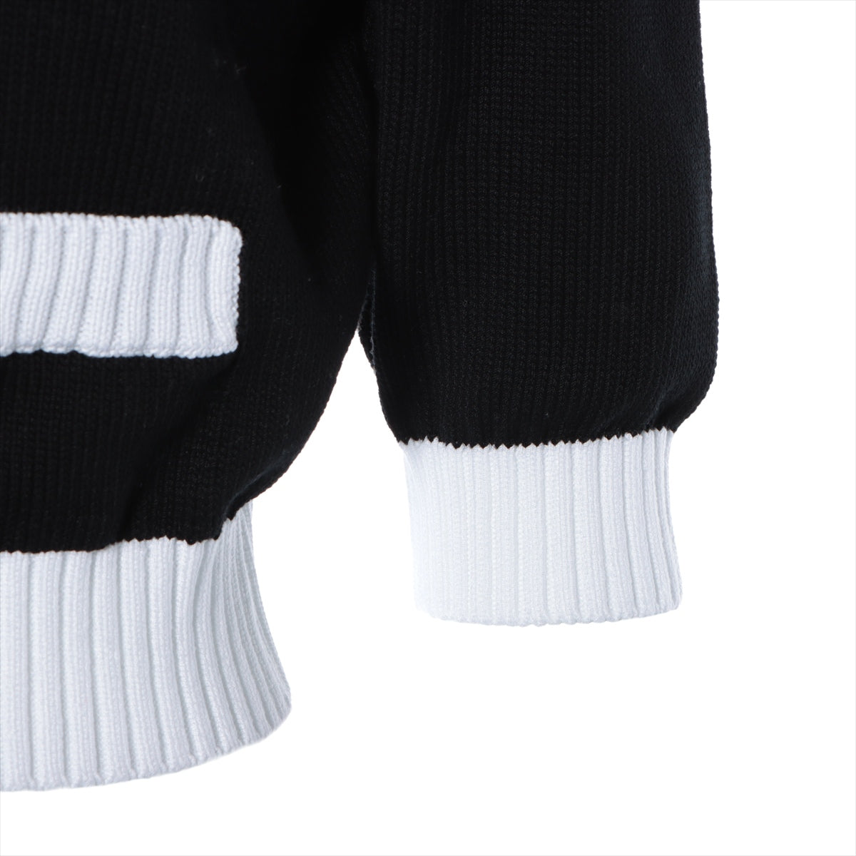 Prada 23 years Cotton Short Sleeve Knitwear 36 Ladies' Black × White  P24I1R