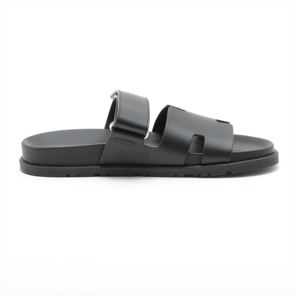 Hermès Cypre Leather × Rubber Sandals 40 Men's Black