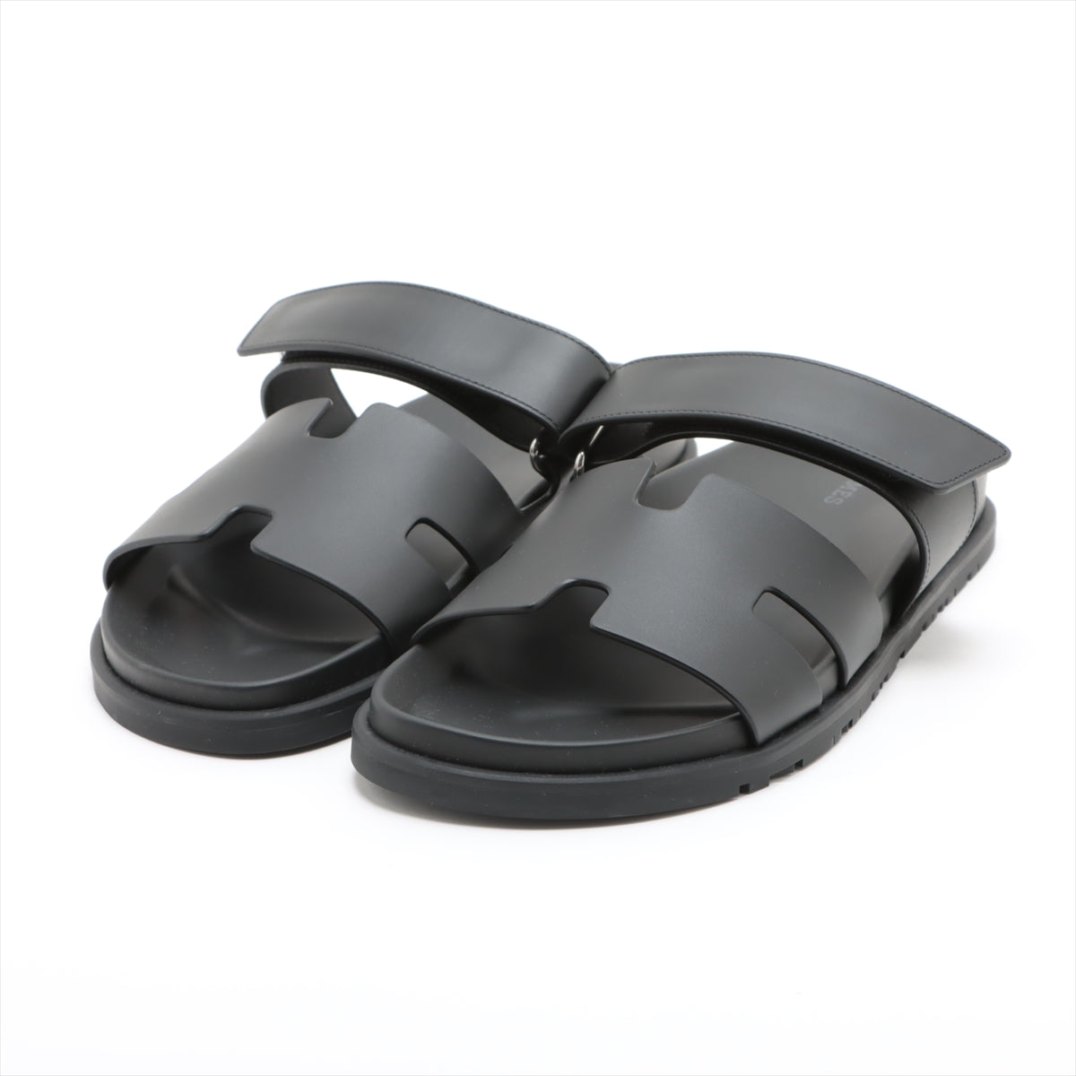 Hermès Cypre Leather × Rubber Sandals 40 Men's Black