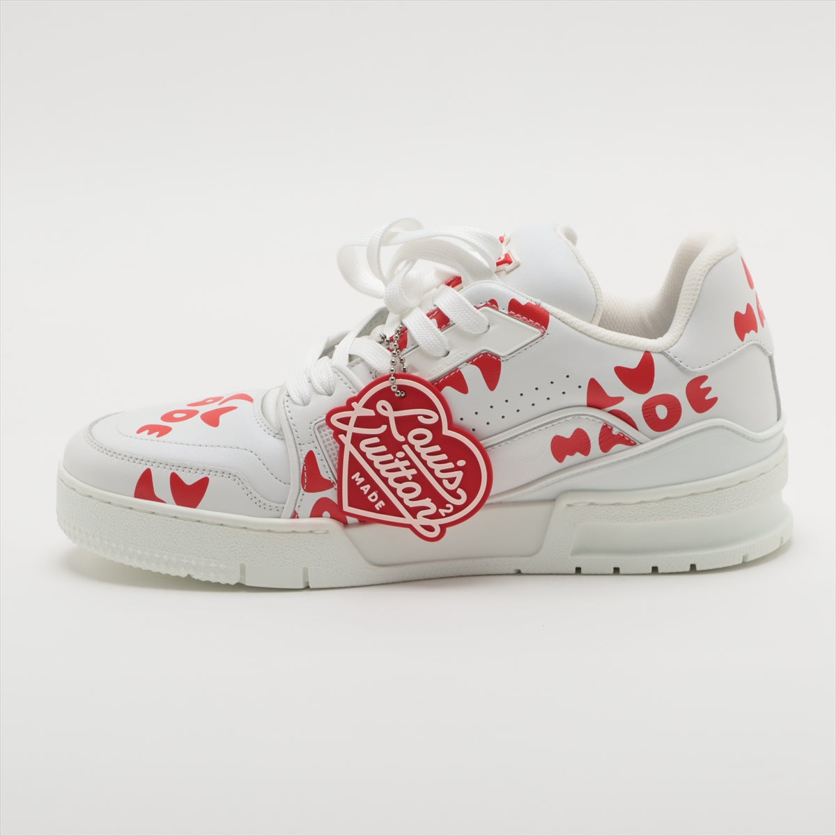 Louis Vuitton x NIGO LV Trainer Line 21 years Leather x fabric Sneakers 4 Unisex Red x white FD0291 LV Logo