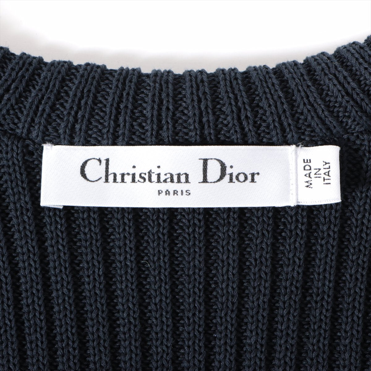 Christian Dior Cotton Knit I40 Ladies' White x navy  214S27AM731 sailor collar
