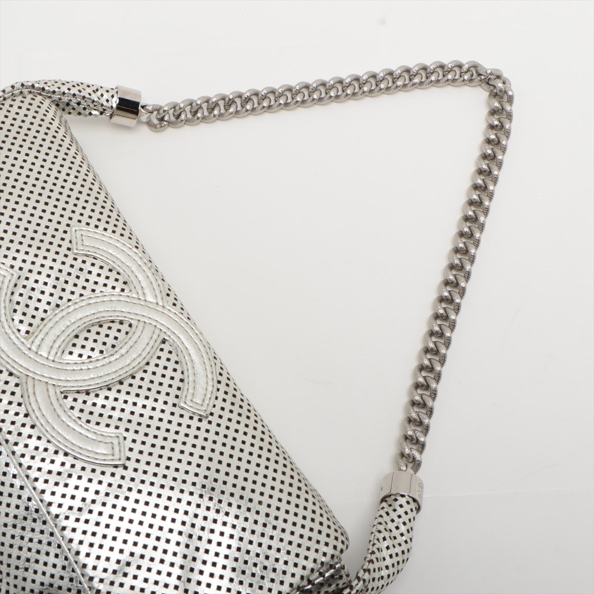 Chanel Coco Mark Punching leather Chain shoulder bag Silver Silver Metal fittings 12XXXXXX Medium dough curing