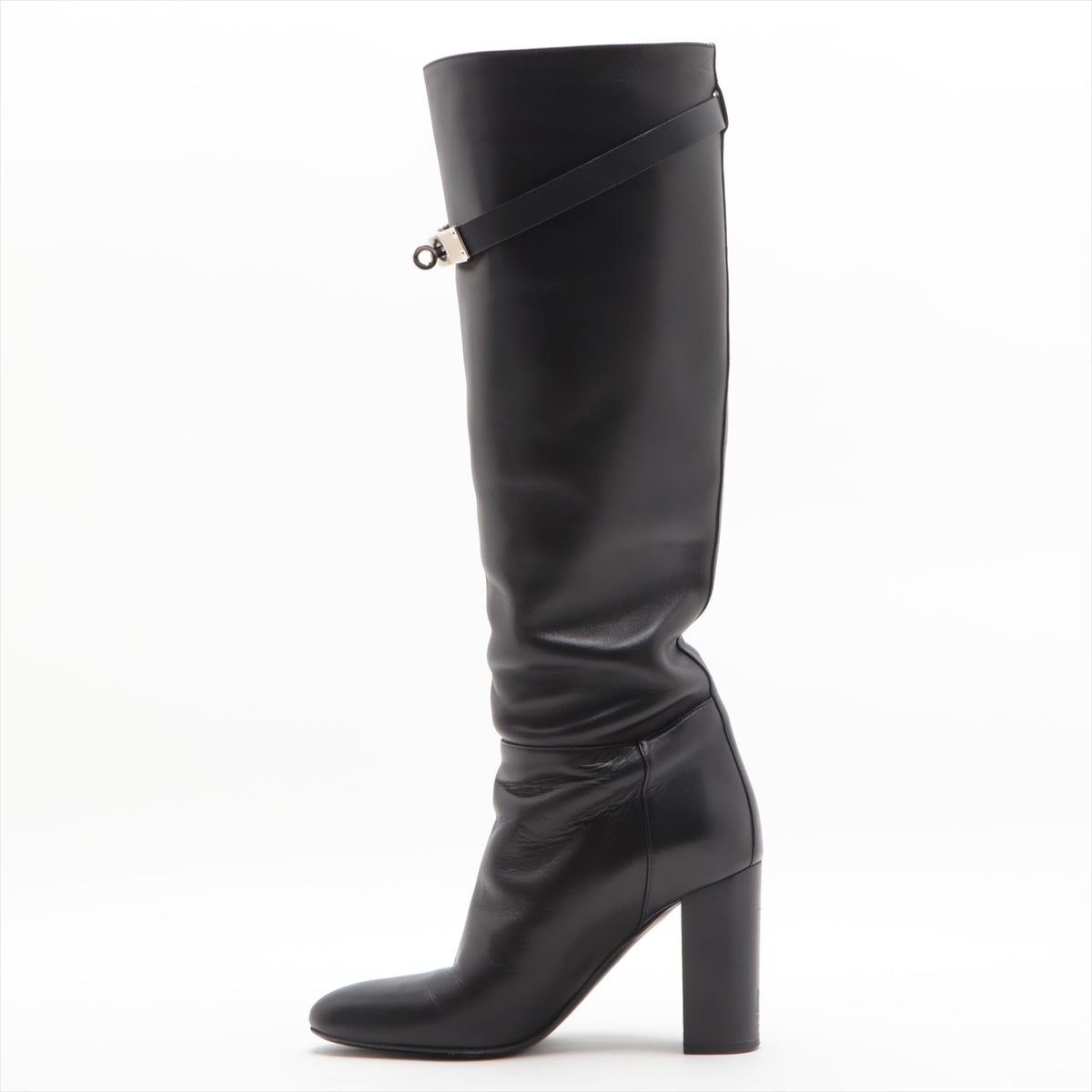 Hermès Leather Long boots 35 1/2 Ladies' Black Kelly metal fittings