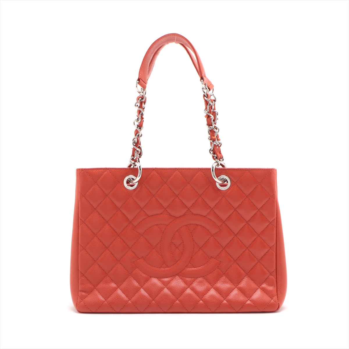 Chanel GST Caviarskin Chain tote bag Red Silver Metal fittings 16XXXXXX