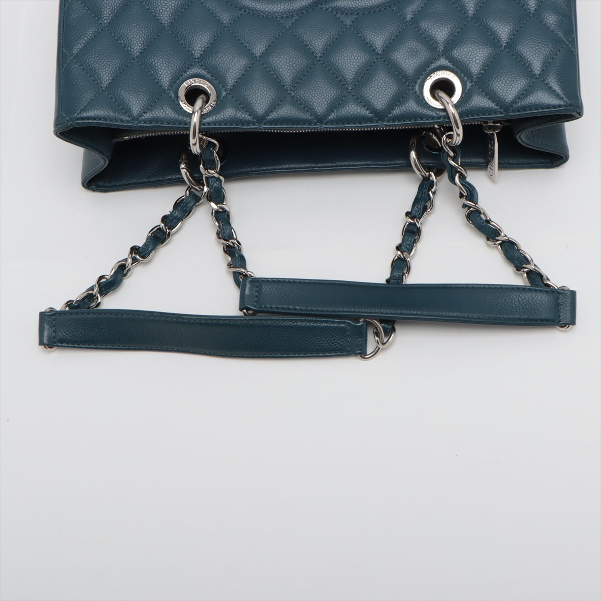 Chanel GST Caviarskin Chain tote bag Navy blue Silver Metal fittings 17XXXXXX