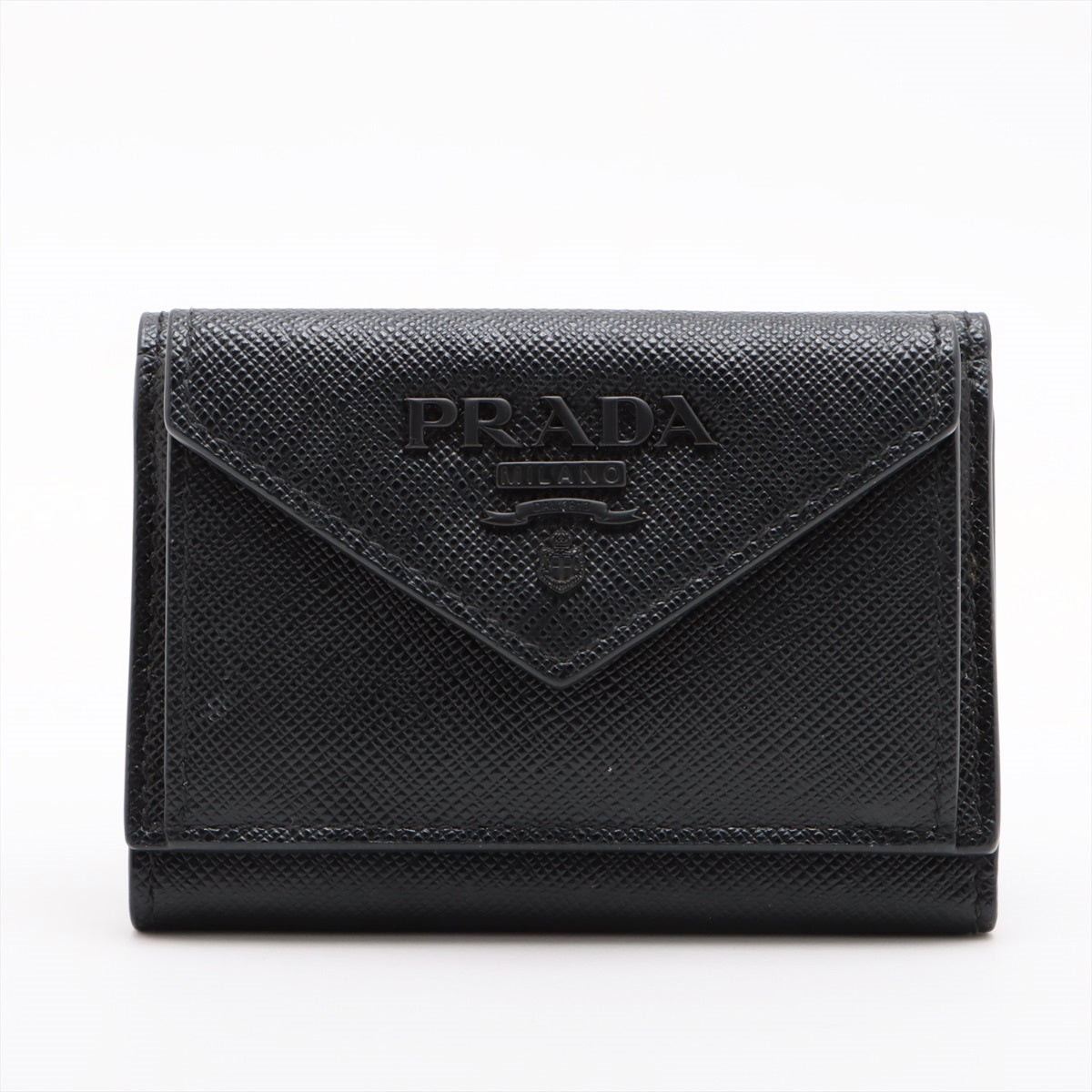 Prada 1MH021 Leather Compact Wallet Black