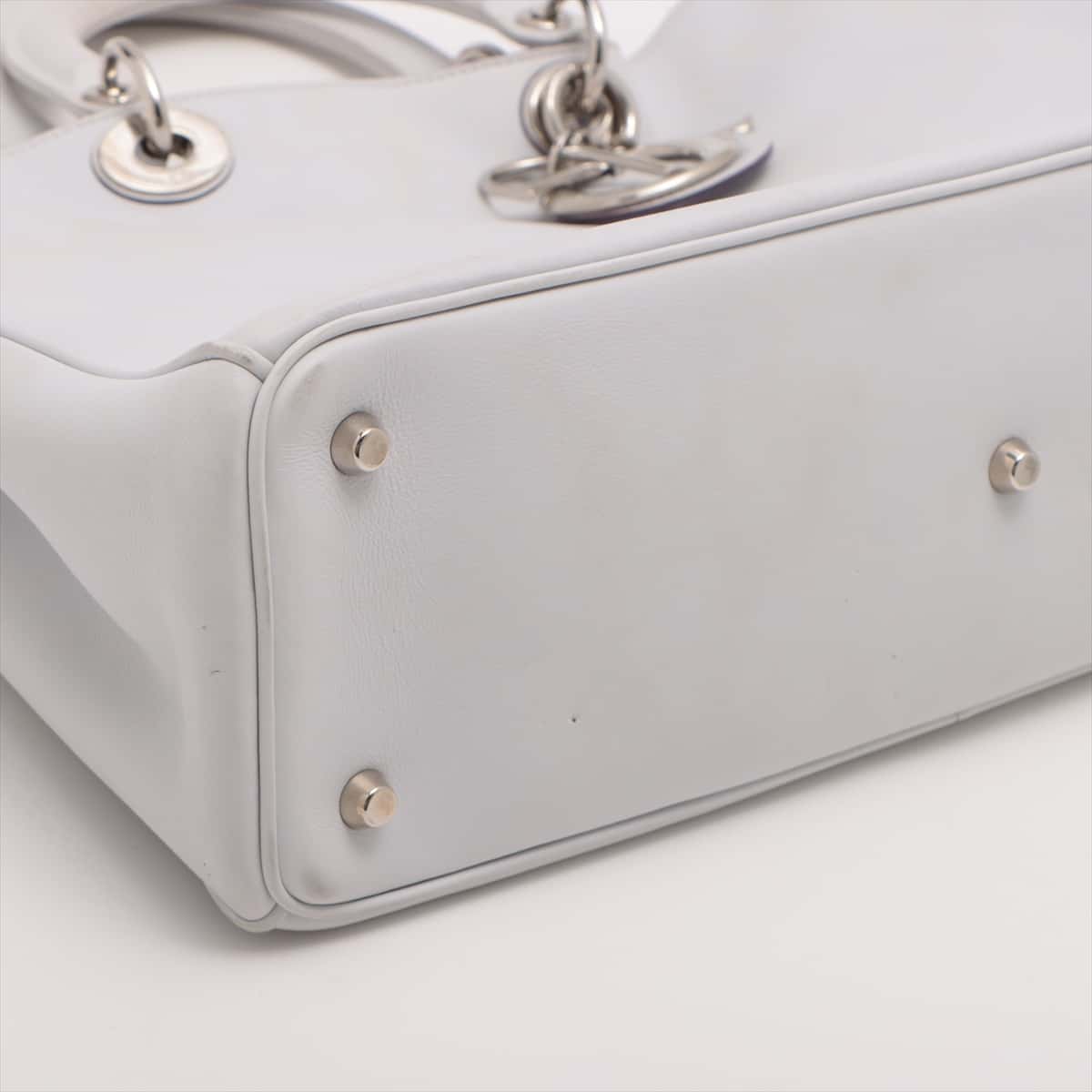 Christian Dior Diorissimo Leather 2way handbag Grey open papers