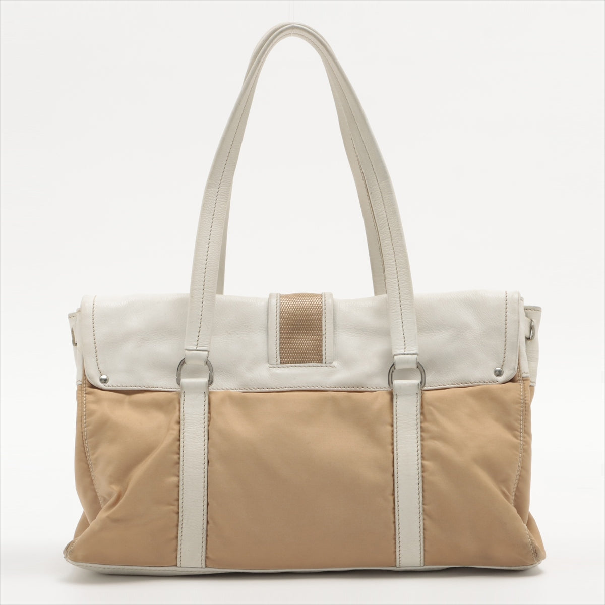 Prada Nylon & leather Shoulder bag White x beige