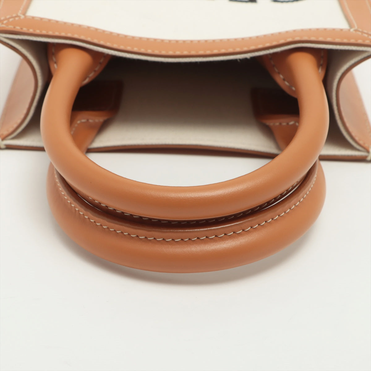 CELINE Mini Vertical Hippopotamus Canvas & leather 2way handbag Beige