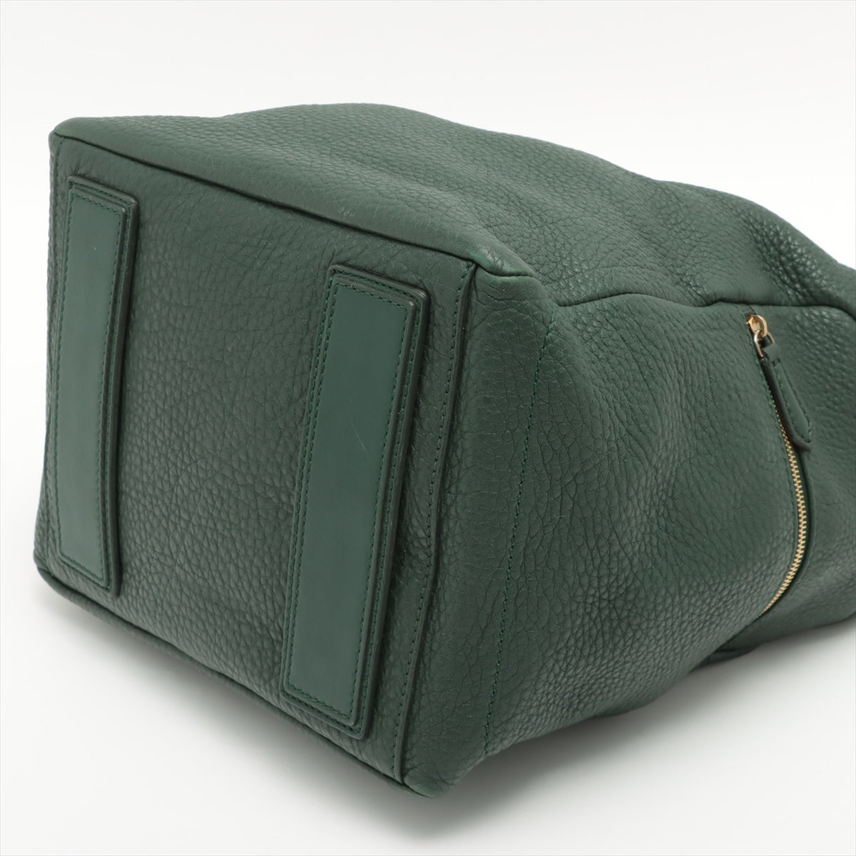 CELINE Leather Hand bag Green   Glittering handle softens