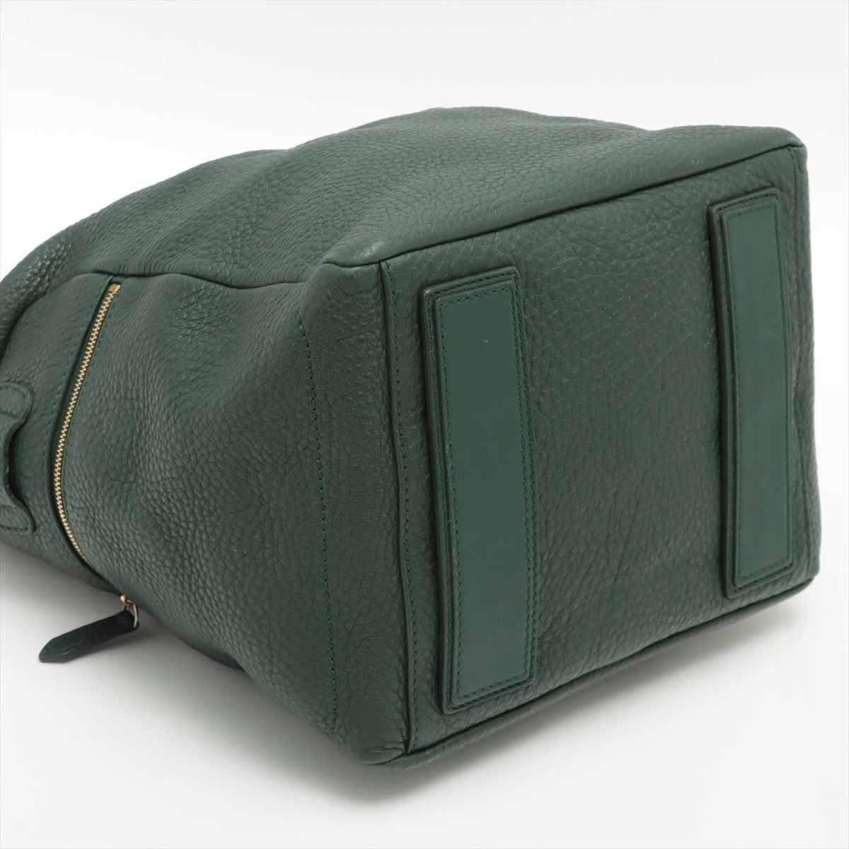 CELINE Leather Hand bag Green   Glittering handle softens