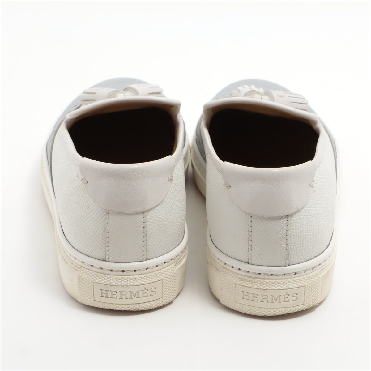 Hermès Leather Slip-on 35 1/2 Ladies' Gray x white Tassel Sold goods