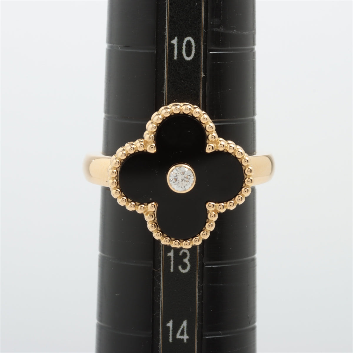 Van Cleef & Arpels Vintage Alhambra 1P diamond Onyx rings 750(YG) 6.8g 0.06 52