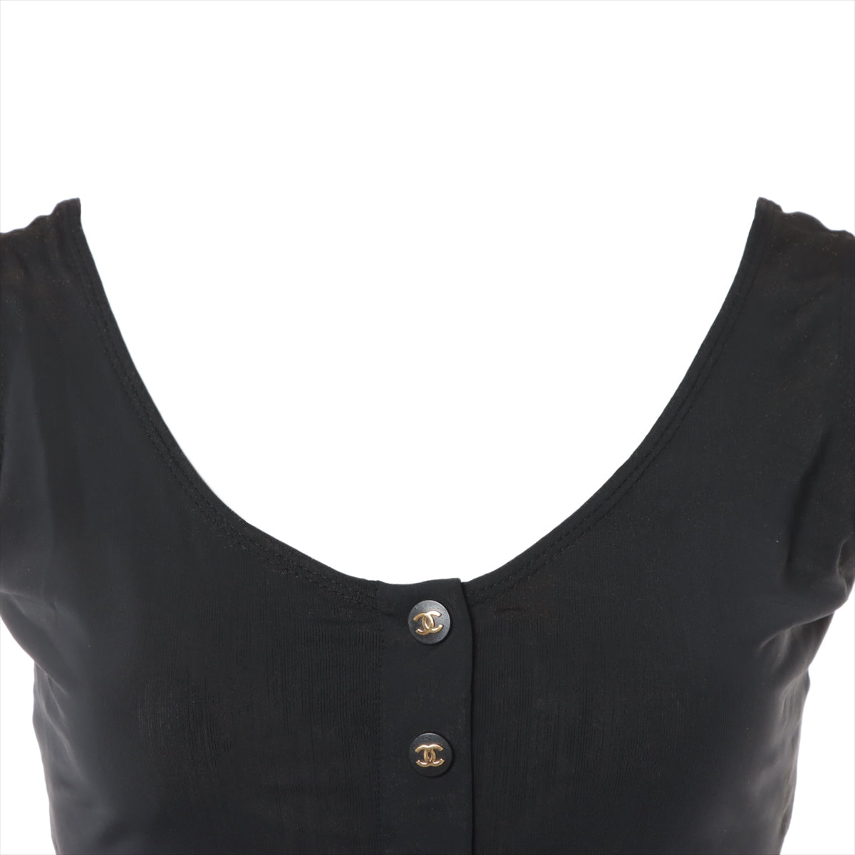 Chanel Coco Button Unknown material Tank top 40 Ladies' Black  cropped