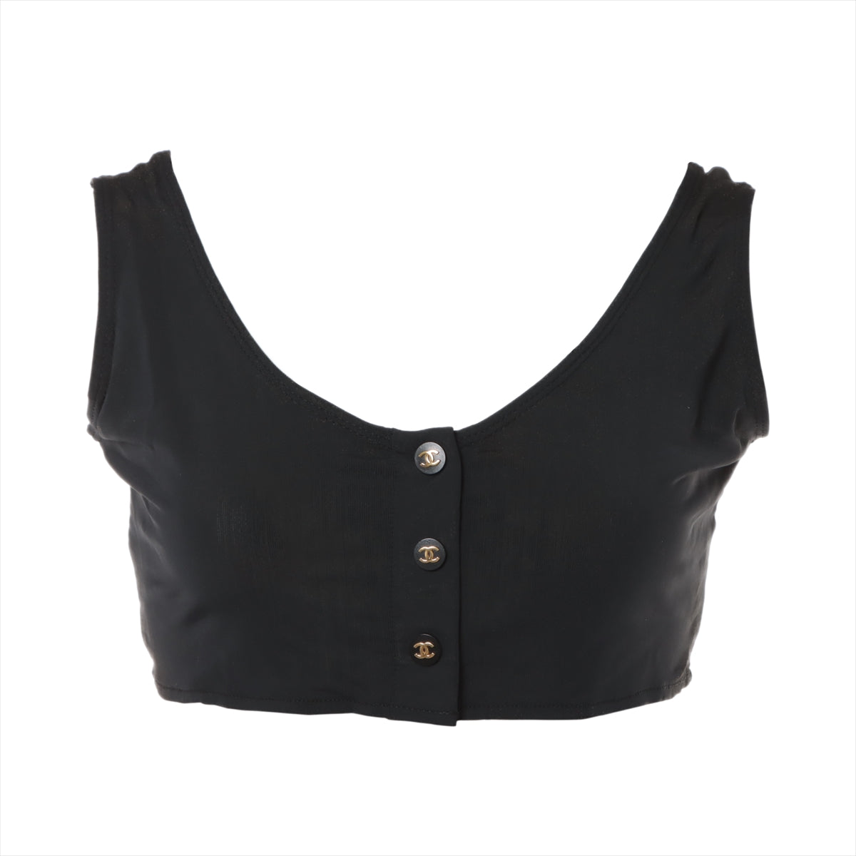 Chanel Coco Button Unknown material Tank top 40 Ladies' Black  cropped