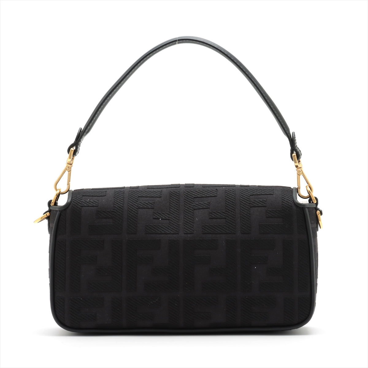 Fendi ZUCCa Mamma Baguette Canvas & leather Shoulder bag Black 8BR600