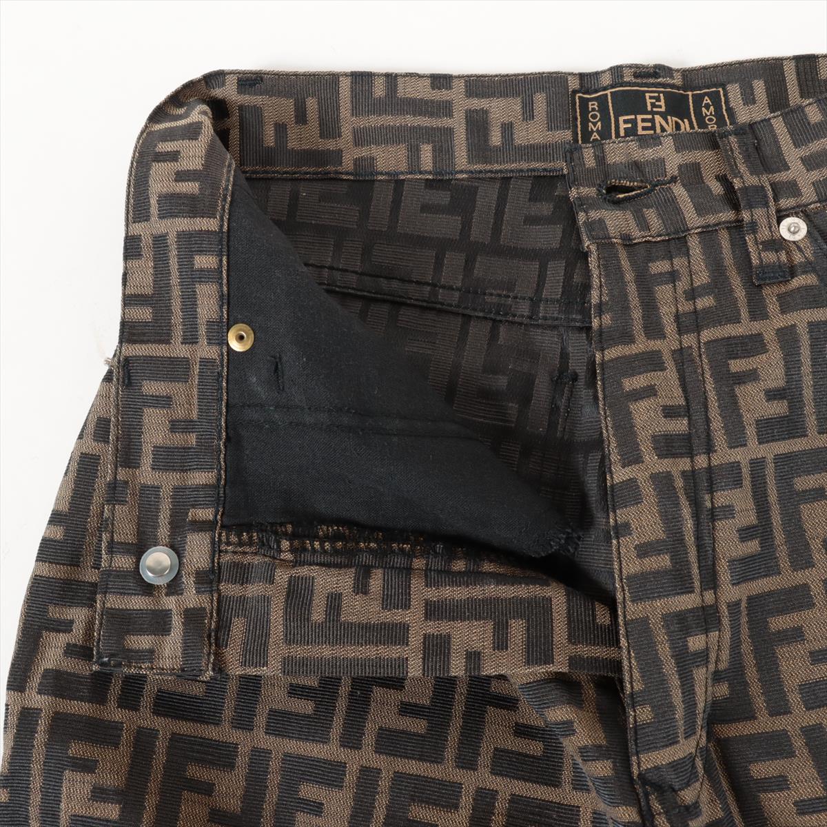Fendi ZUCCa Cotton Denim pants I43 Men's Black × Brown  Hem repair available