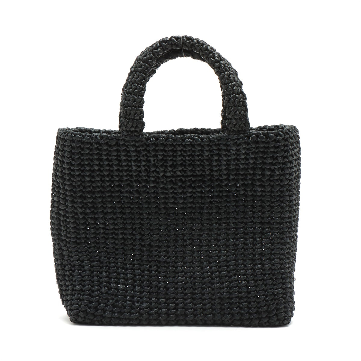 Prada Raffia Hand bag Black 1BG422